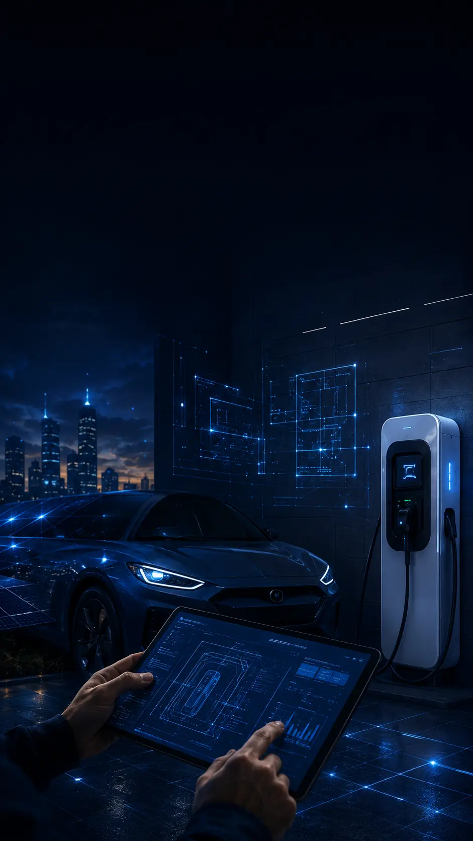 Análise técnica digital de infraestrutura para carregador de veículo elétrico